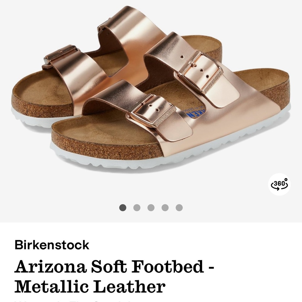 Birkenstock Arizona Metallic Leather Copper Sandals